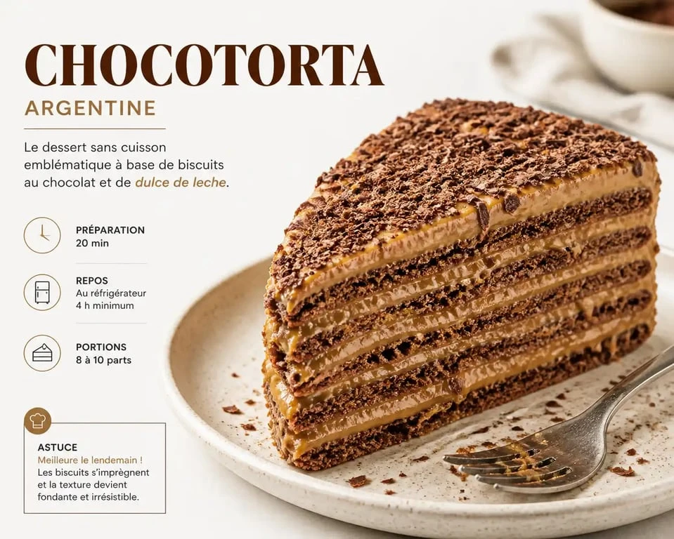 Part de chocotorta argentine, le célèbre gâteau aux biscuits et dulce de leche