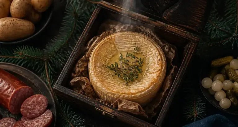 Mont d’Or accompagnement au four : pommes de terre, vin blanc et herbes