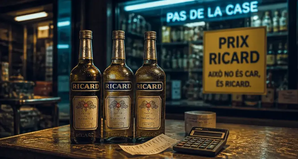 Prix du ricard au pas de la case : bouteilles et ticket de caisse