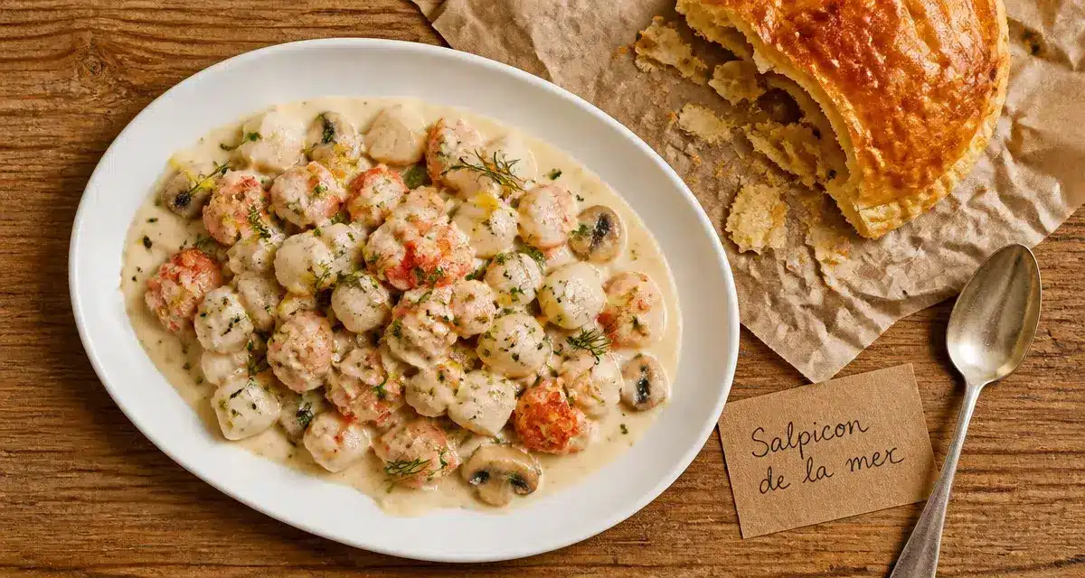 Salpicon de la mer : dés de homard et Saint-Jacques en sauce crème