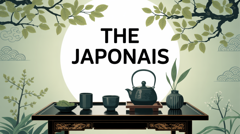 Illustration centrale table basse thé Japon ambiance zen