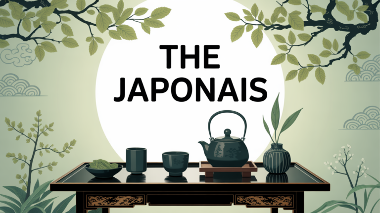 Illustration centrale table basse thé Japon ambiance zen