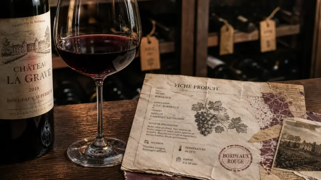 bordeaux rouge : bouteille et verre de vin de Bordeaux