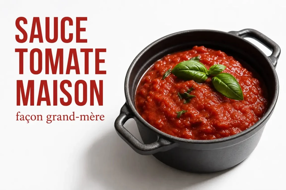Sauce tomate maison grand-mère servie en cocotte, recette savoureuse et épaisse