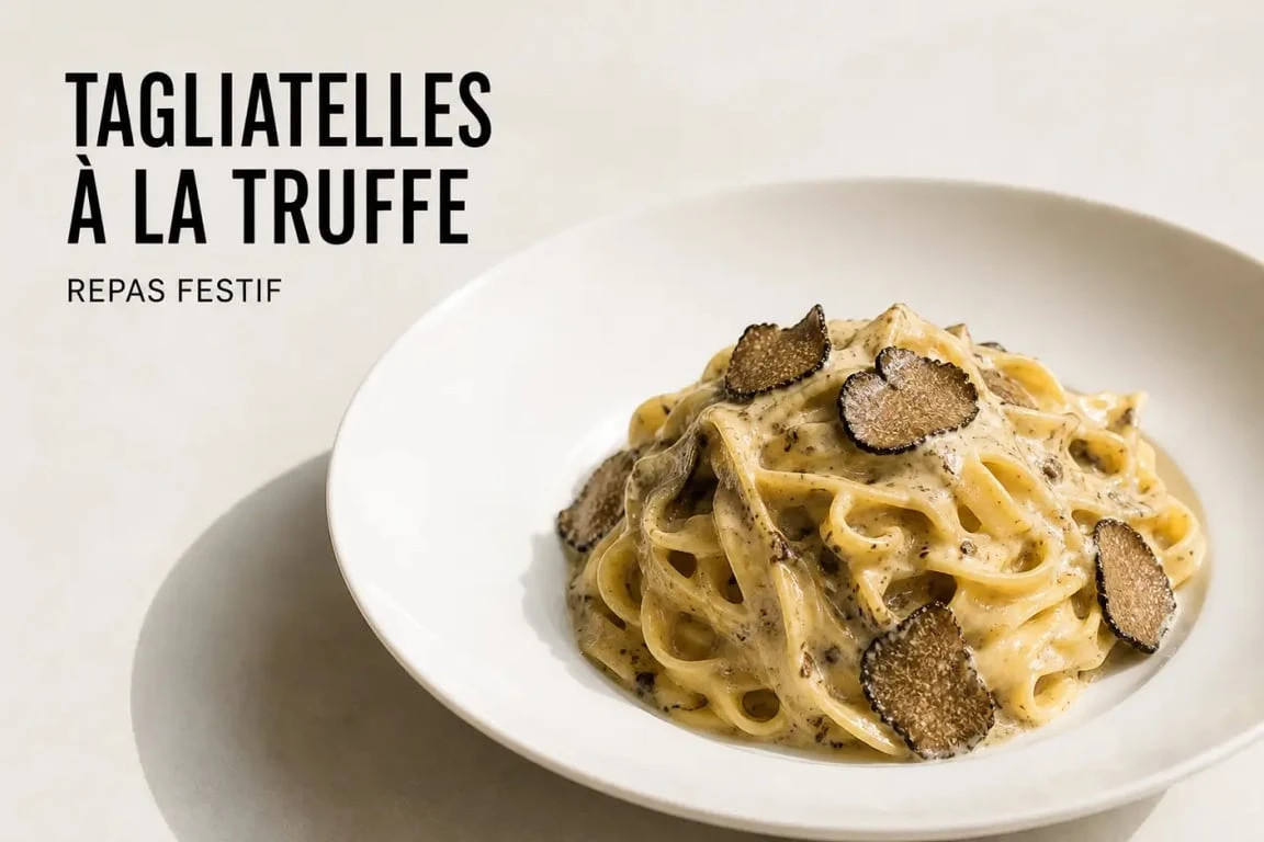Sauce à la truffe servie sur des tagliatelles fraîches dans une assiette raffinée