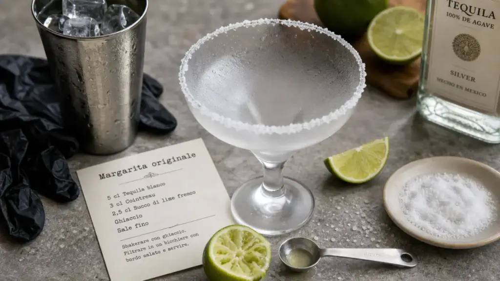 Margarita recette originale : sel sur le verre, méthode au shaker