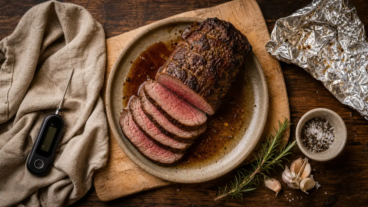 Rosbeef cuisson au four, thermomètre et repos pour viande tendre
