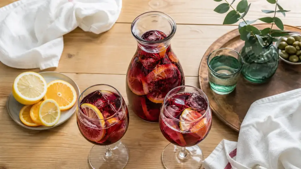 Tinto de verano recette 50/50 agrumes, servi bien frais