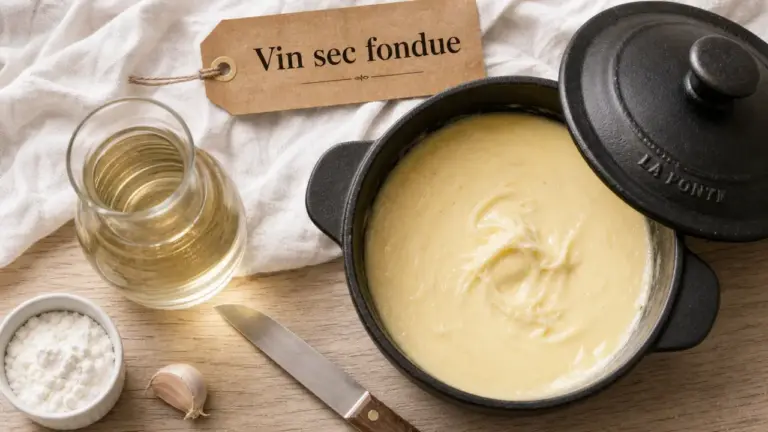 Vin blanc pour fondue sec et acide, caquelon de fondue au fromage