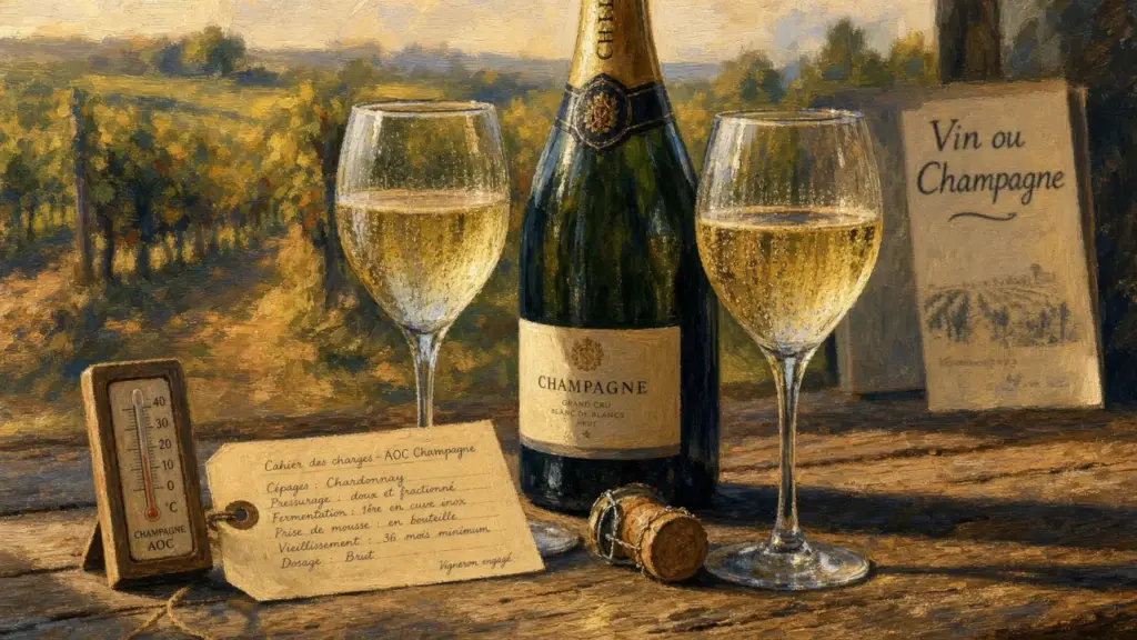 Vin ou champagne : bouteille et verres pour distinguer la qualité