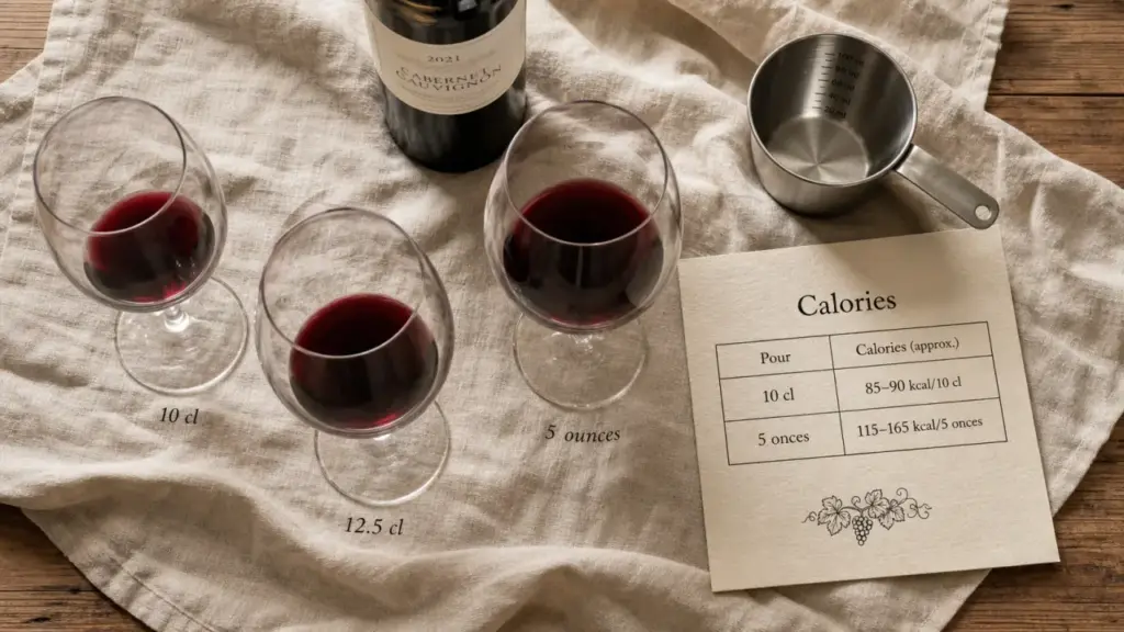Calorie verre de vin rouge : 85 kcal pour 10 cl
