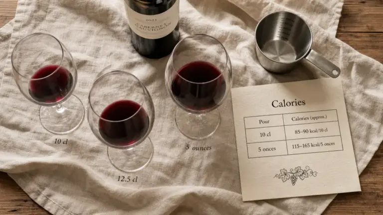 Calorie verre de vin rouge : 85 kcal pour 10 cl