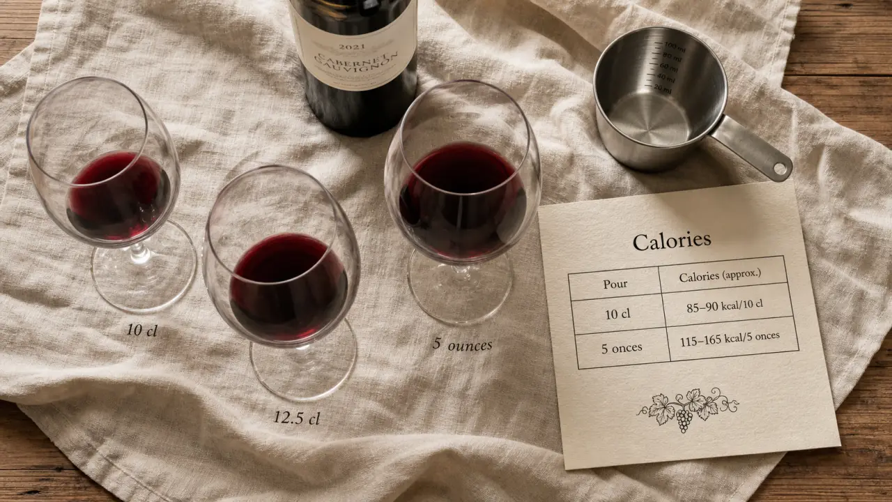 Calorie verre de vin rouge : 85 kcal pour 10 cl