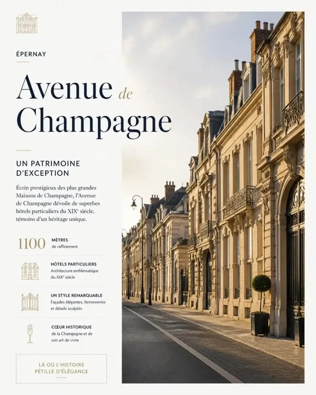 Avenue de Champagne à Épernay, célèbre pour ses maisons de champagne historiques.