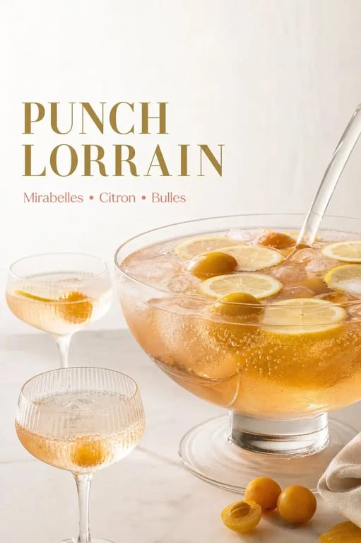 Punch lorrain servi bien frais avec mirabelles et citron