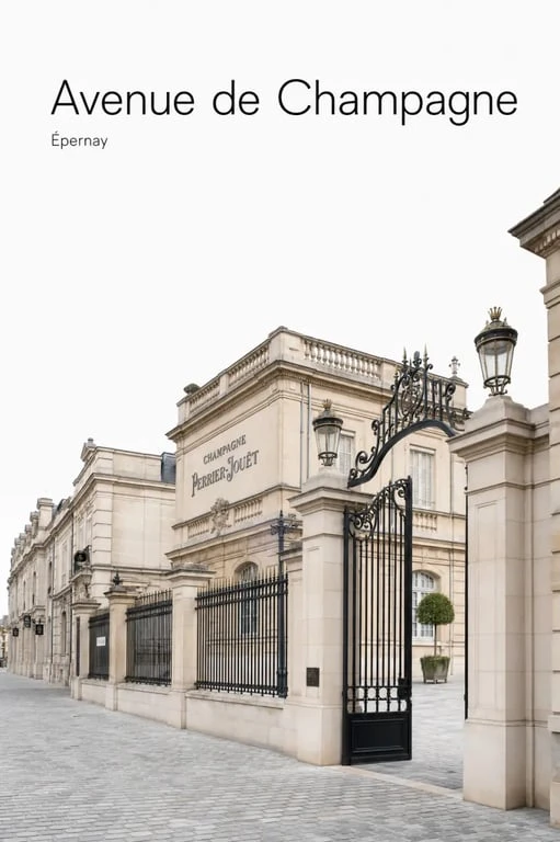 Rue de champagne à Épernay, façades historiques et maisons de champagne le long de l’avenue de Champagne