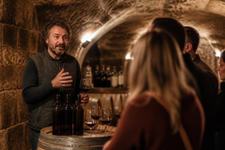 Dégustation dans la cave d'un petit domaine viticole familial