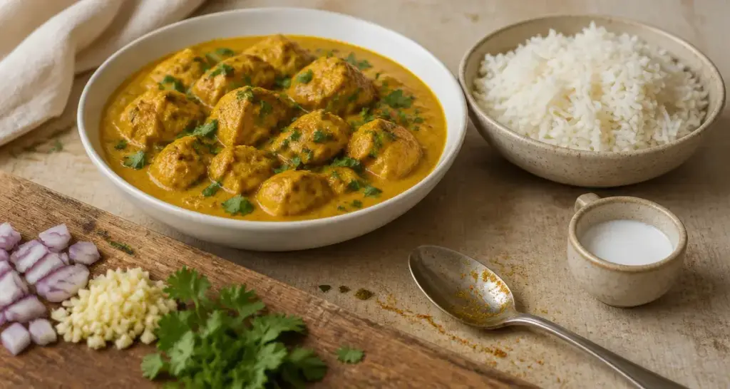 Recette poulet curry avec poulet au curry, lait de coco et riz
