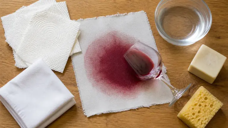 Tache de vin rouge sur tissu blanc : premiers gestes de nettoyage