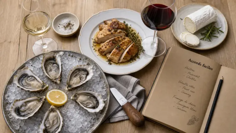Vin mets accord rouge et poisson : huîtres, volaille, fromage