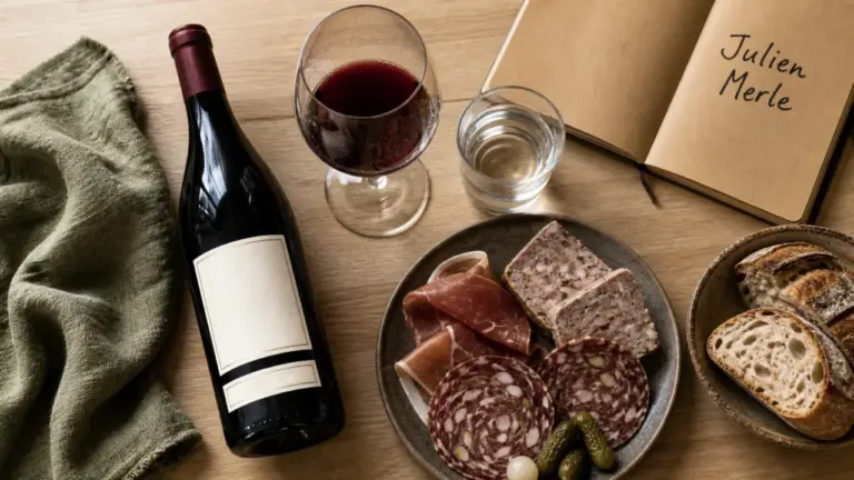 Vin nature Julien Merle, Gamay vivant en bouteille et verre