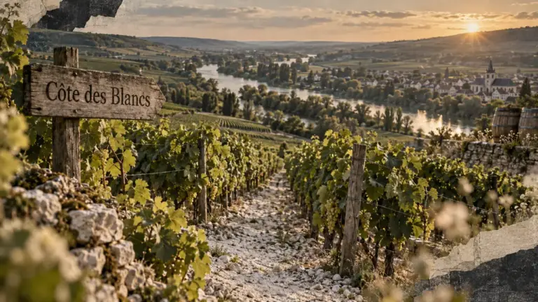 Champagne région Côte des Blancs : vignes sur coteau et craie