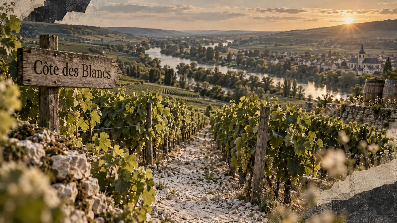Champagne région Côte des Blancs : vignes sur coteau et craie