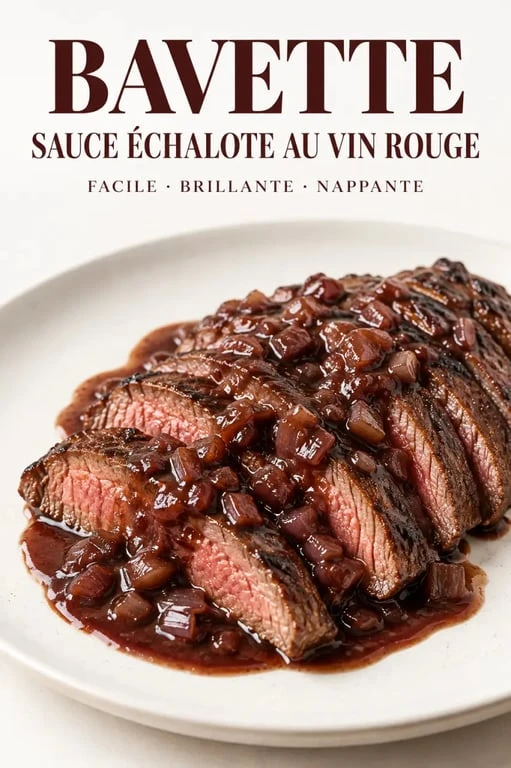Sauce échalote vin rouge facile servie avec une bavette de bœuf