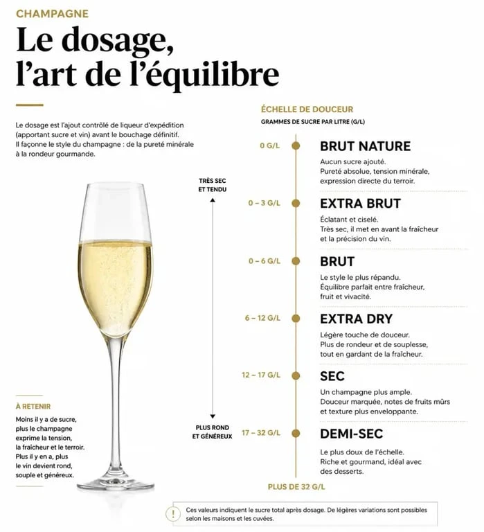 Infographie explicative du faible dosage du champagne Ayala
