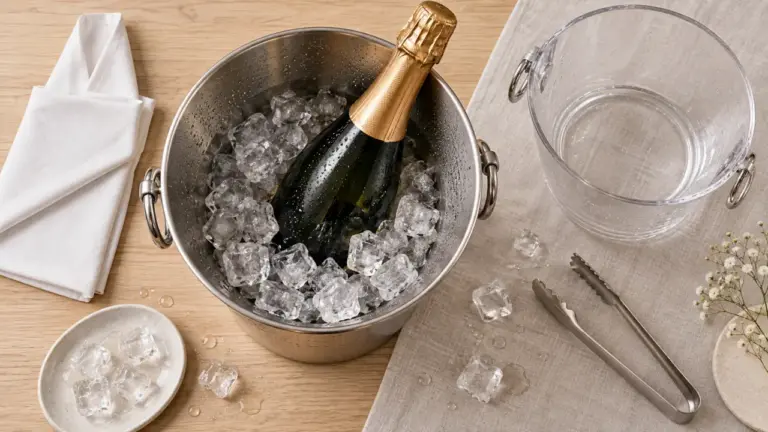 Seau à champagne inox avec glaçons pour table ou buffet