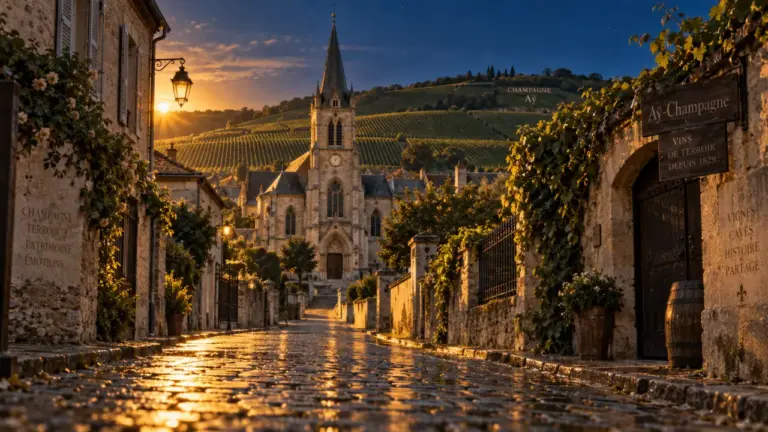 Aÿ Champagne France : église Saint-Brice et vignes