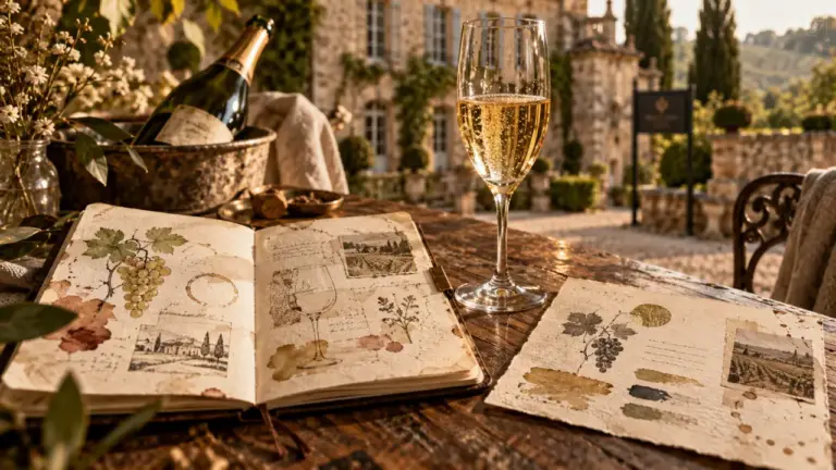 Champagne Devaux, verre et carnet de dégustation à Sténopé