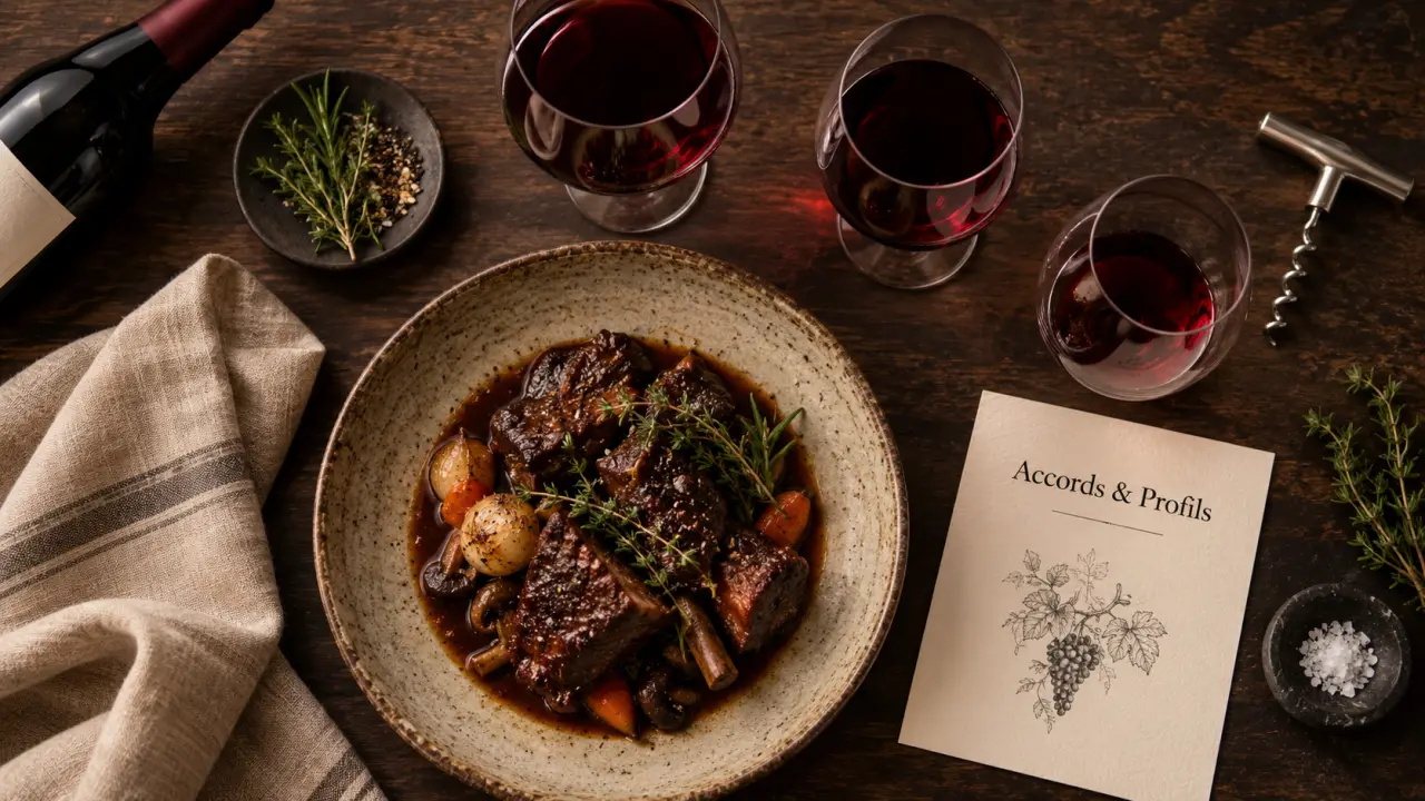 Vin rouge et accords & profils : verres, fiche dégustation et repas
